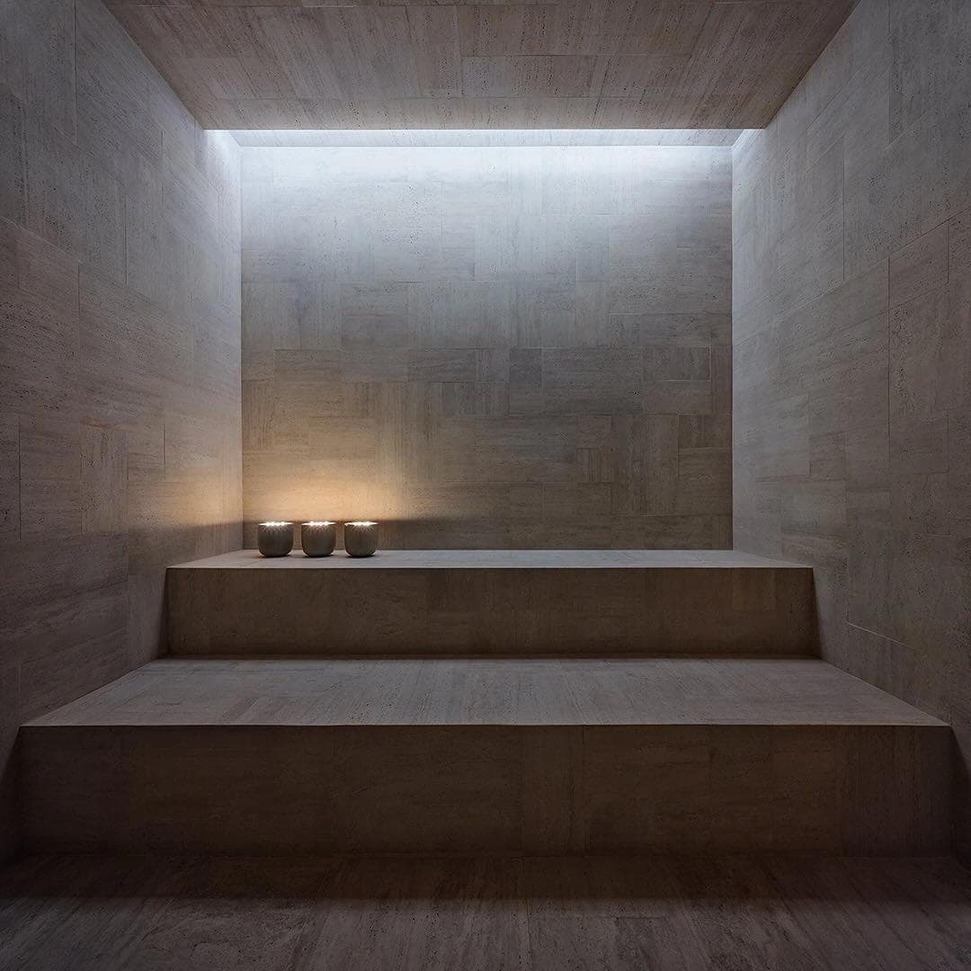 Grey stone bench with pure, minimalist lines