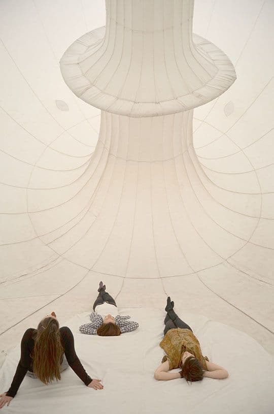 Pleated sculptural light, a composition of materials