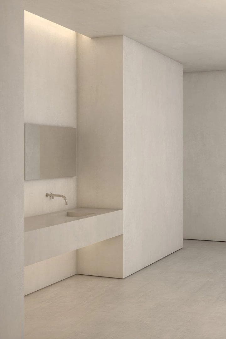 Wardrobe with minimal white niches